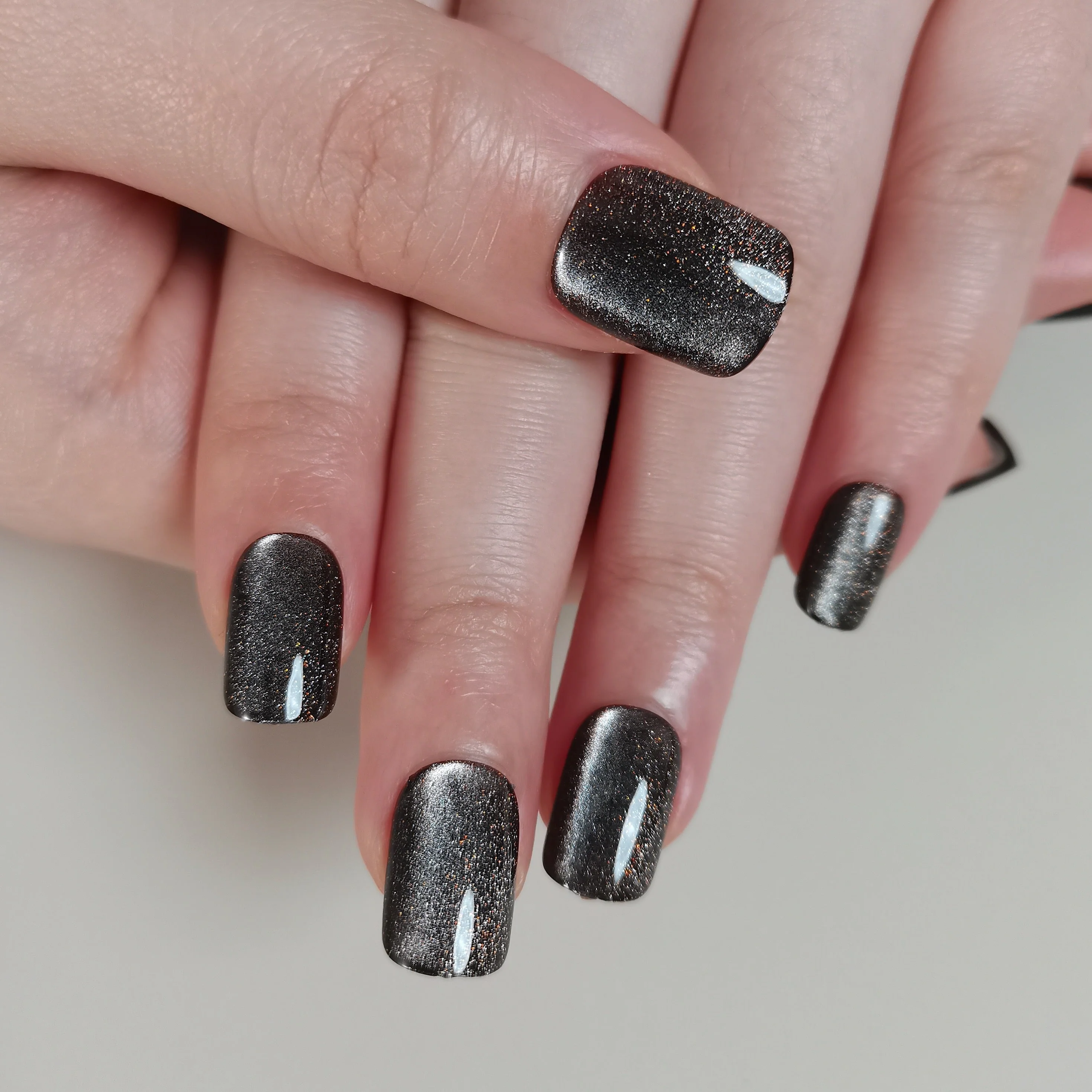 Charcoal Glitter – S Squoval - Image 2