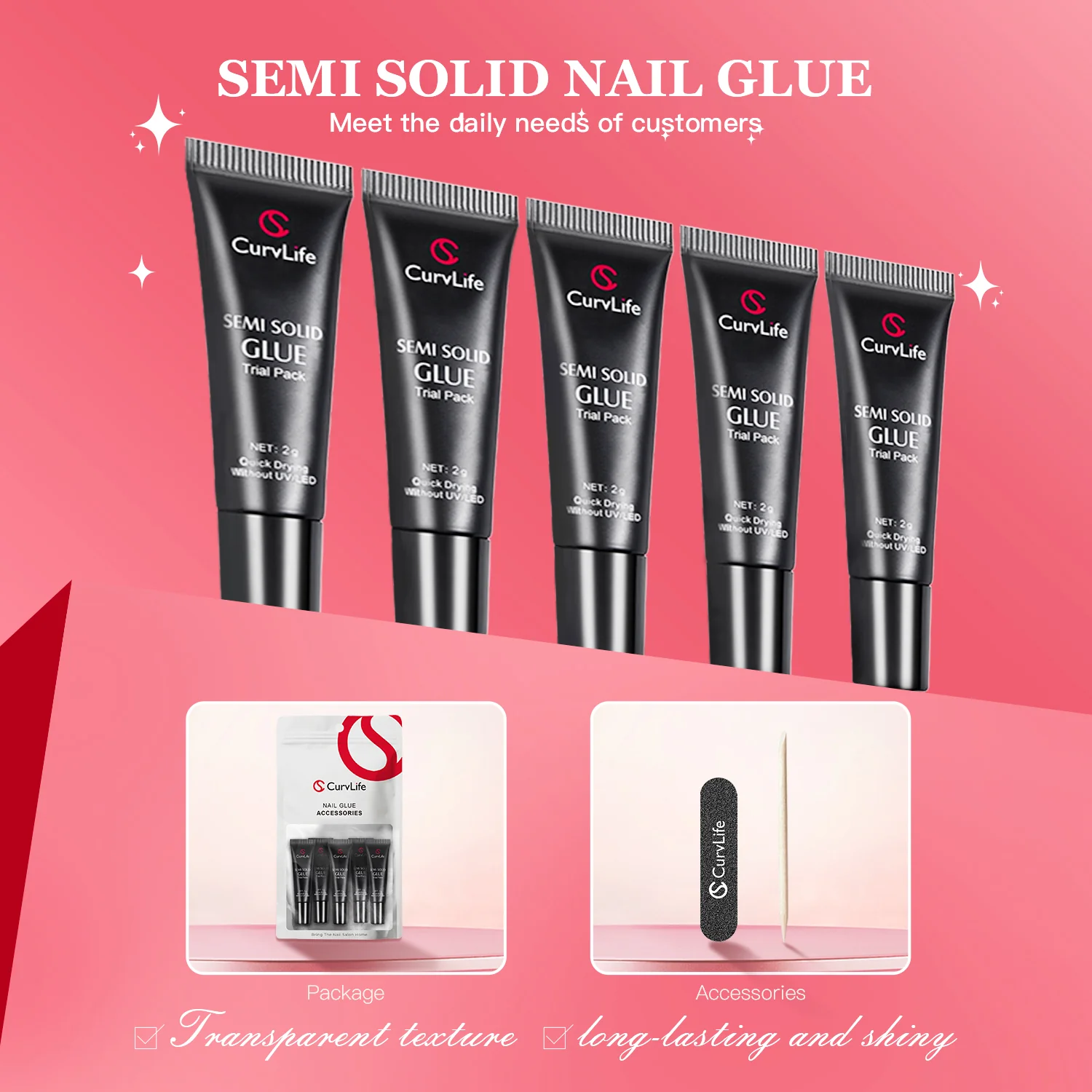 2g 5pcs Semi-Solid Nail Glue Kit - Image 2