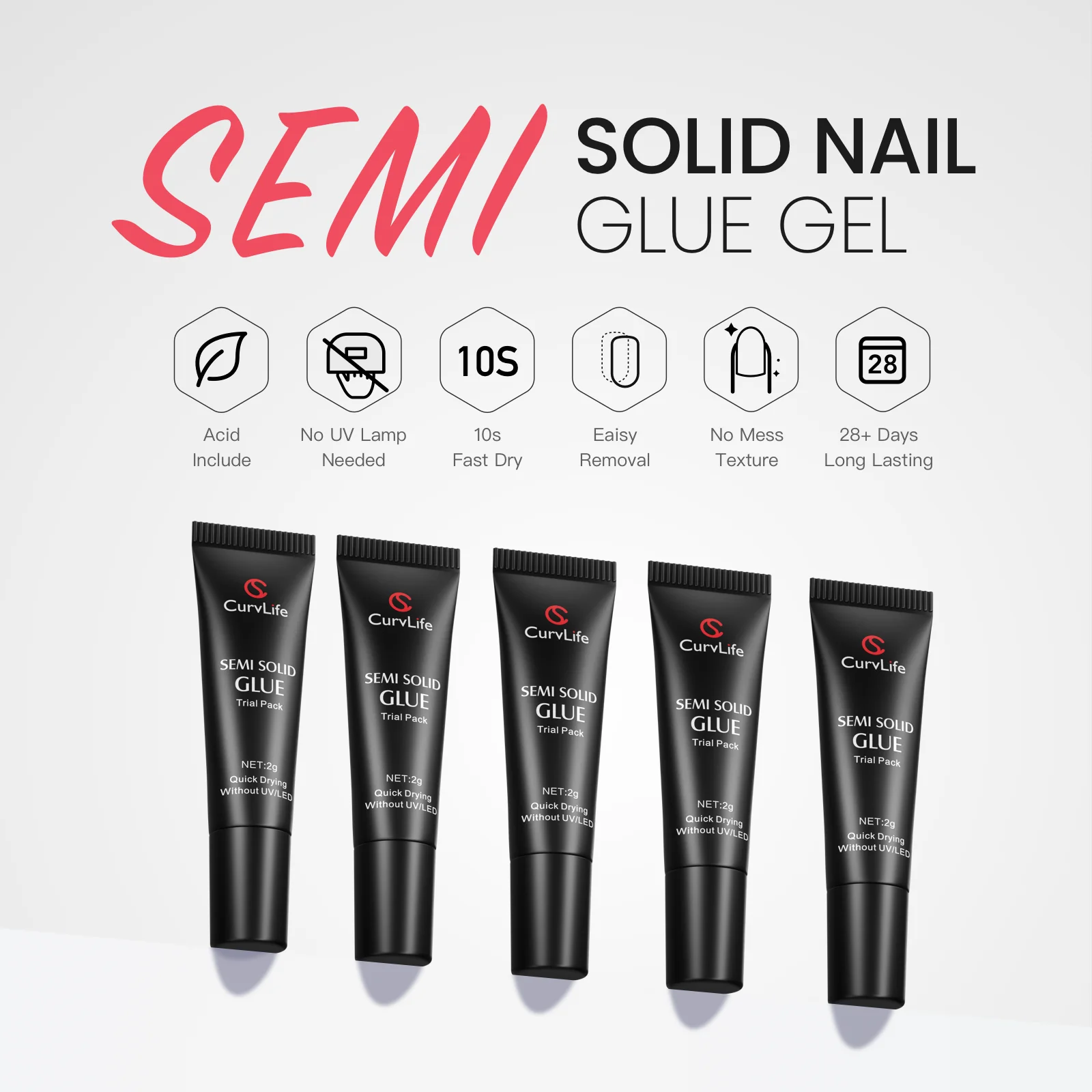 2g 5pcs Semi-Solid Nail Glue Kit - Image 3