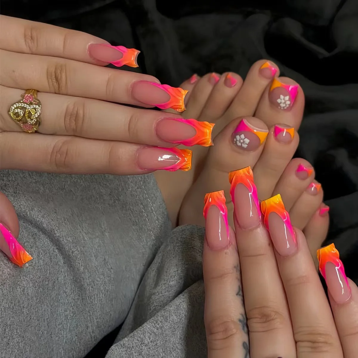Tropical Blossom - Squoval Toenails - Image 6