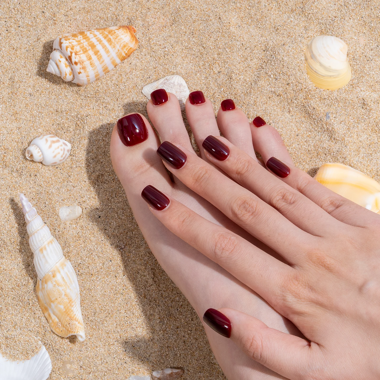 Burgundy Toe - Squoval Toenails - Image 11