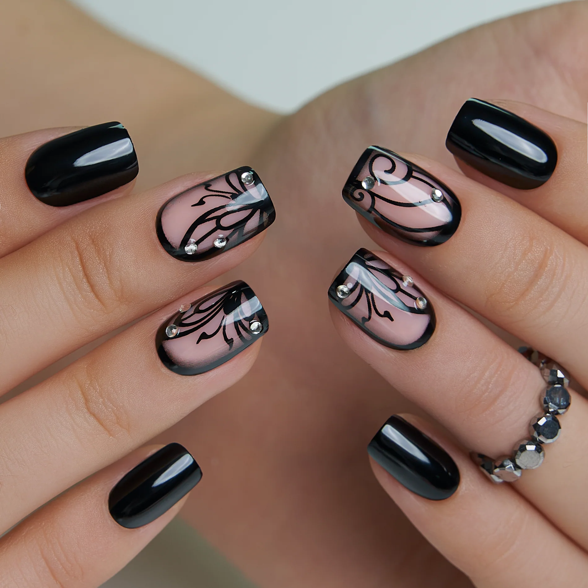 Chic Noir Wings – S Squoval - Image 4