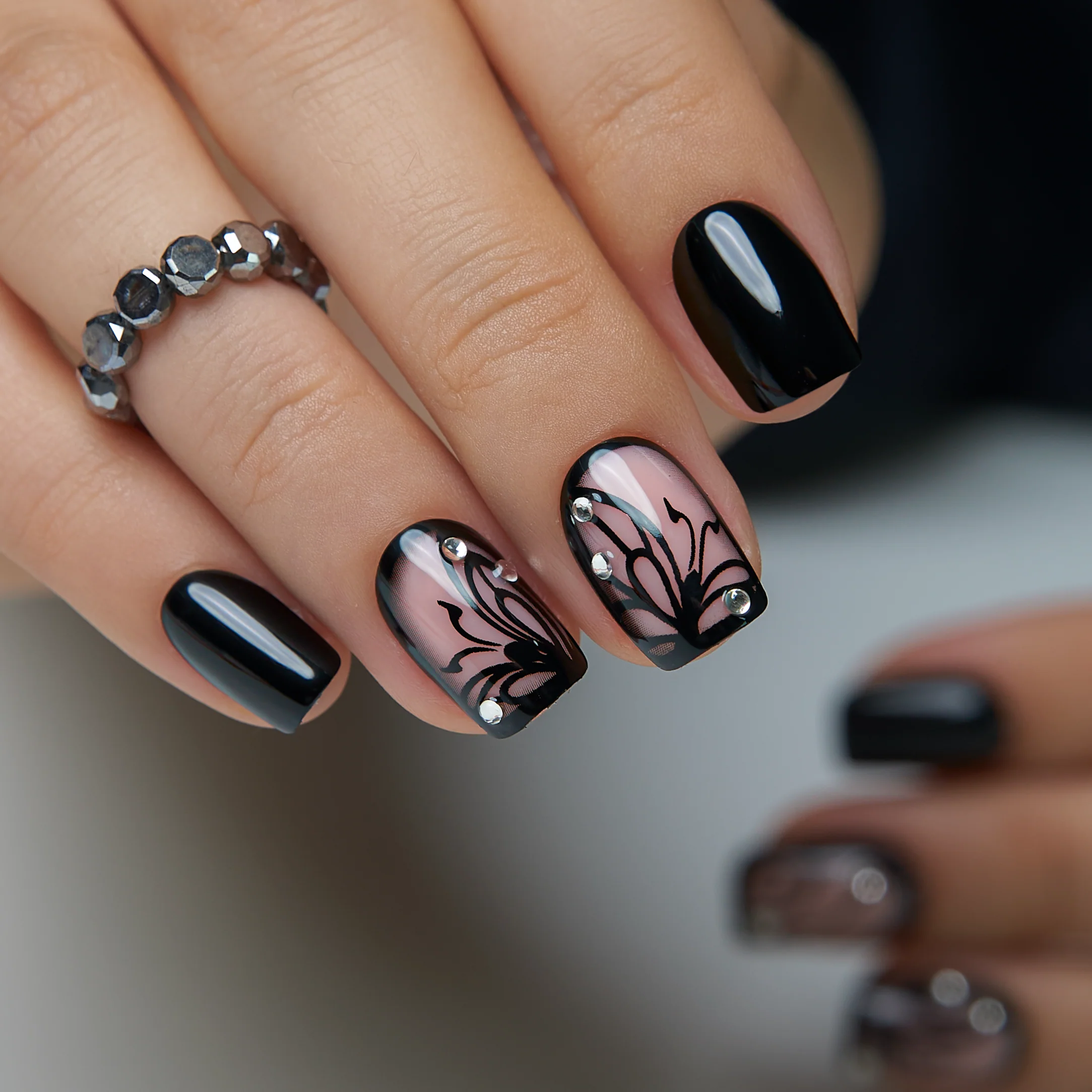 Chic Noir Wings – S Squoval - Image 5