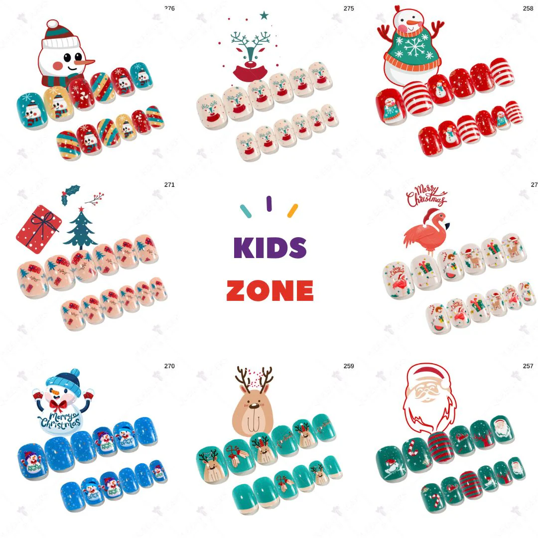 Mini press on nails for kids 24Pcs-12Size PNT-27 - Image 2